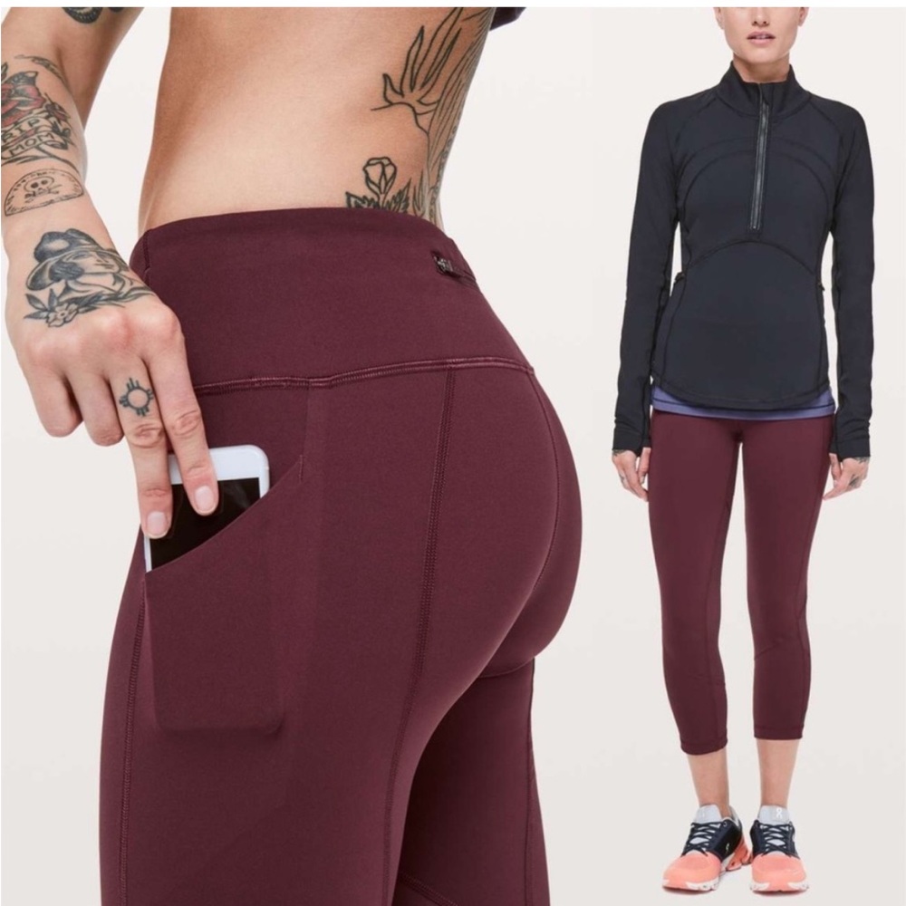 Lululemon Pace Rival Crop leggings Size 4 22" inseam In Dark Adobe purple